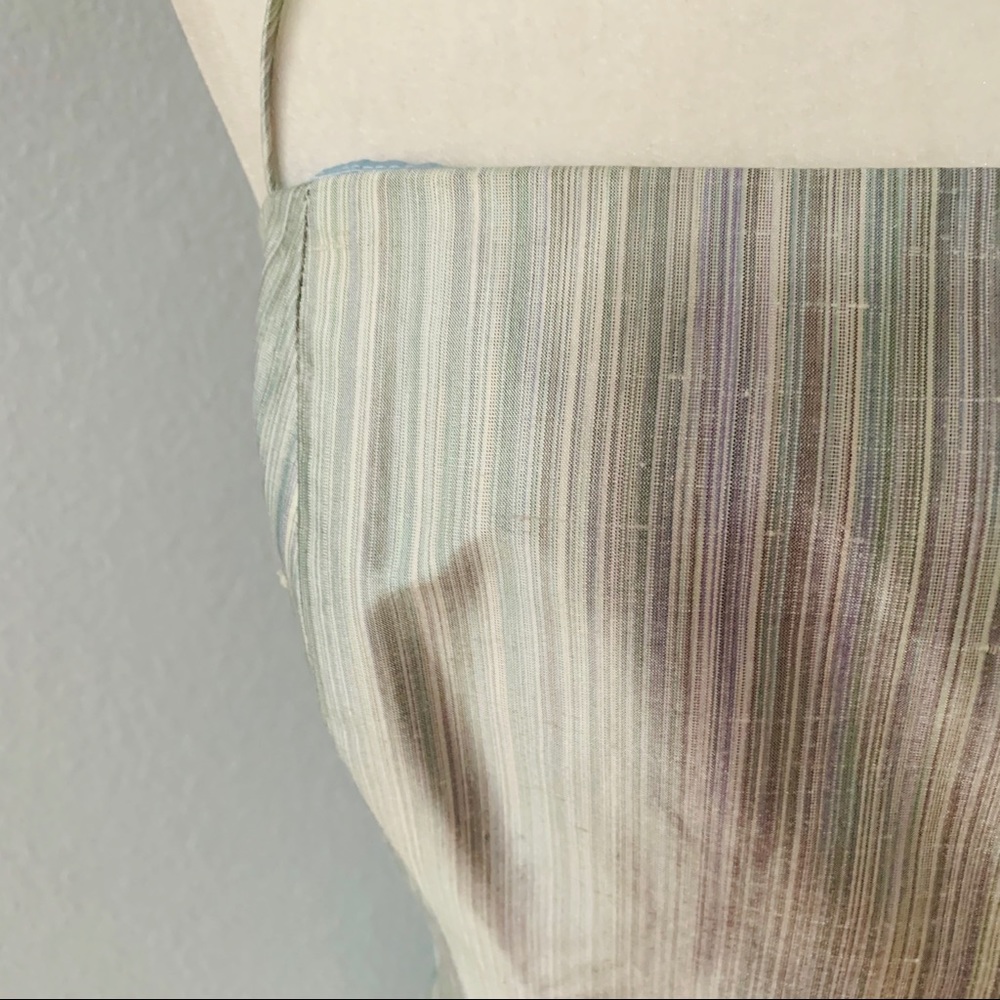 Jenny Yoo Silk Seafoam Green & Blue Midi Dress 10 - Picture 3 of 8
